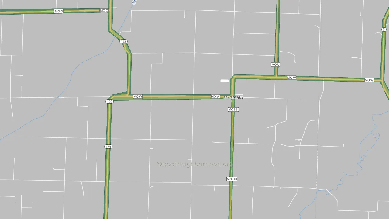 Prairie Hill, MO Map of Noise Levels in Prairie Hill