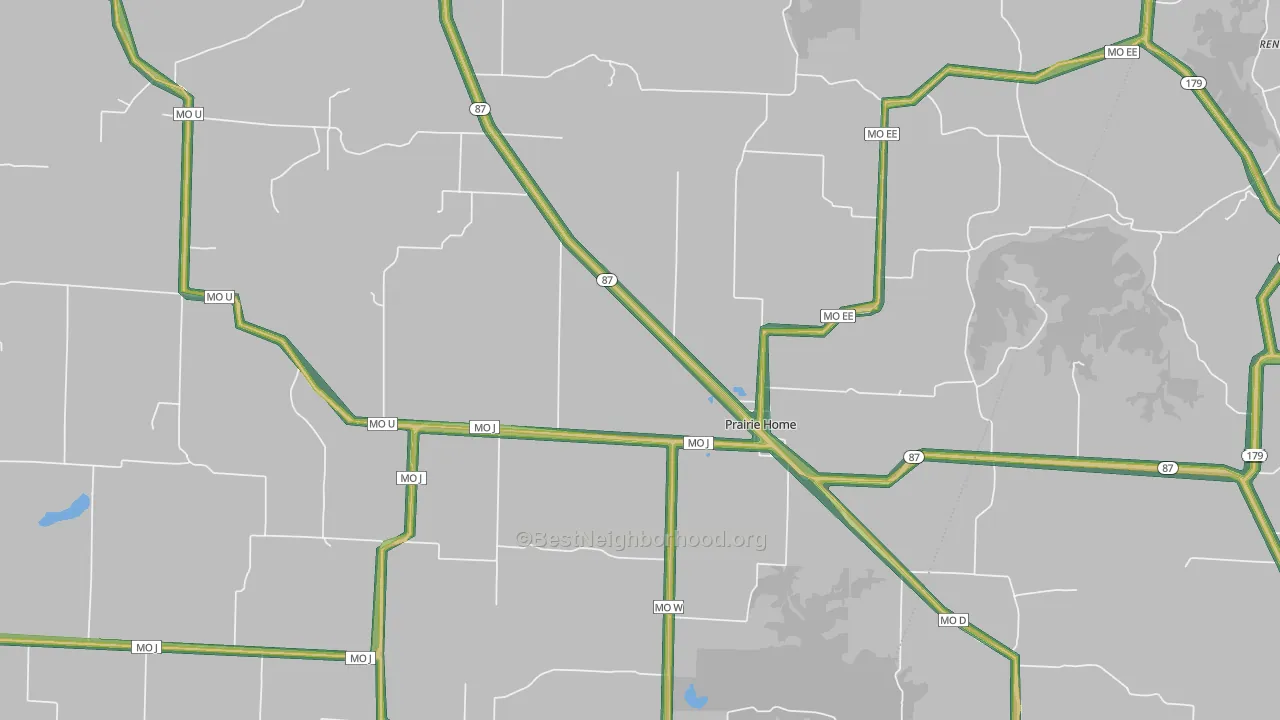 Prairie Home, MO Map of Noise Levels in Prairie Home