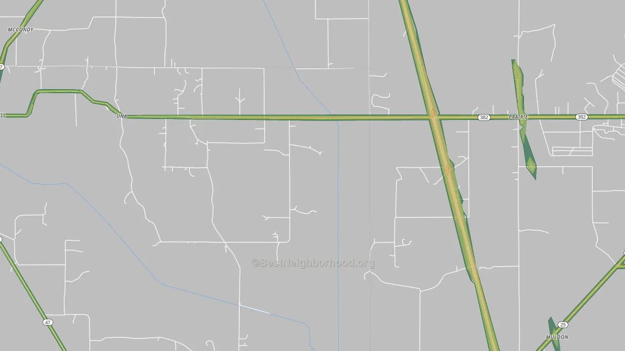 Prairie, MS Map of Noise Levels in Prairie