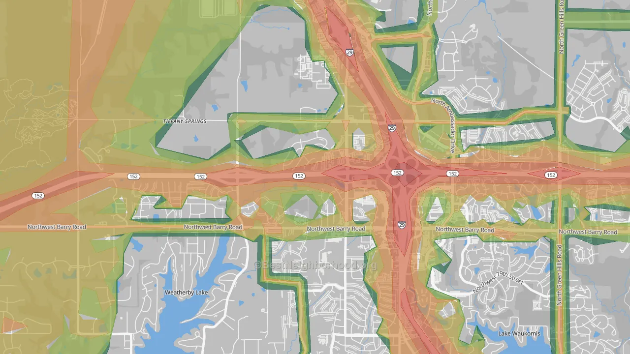 Prairie Point-Wildberry, Kansas City, MO Map of Noise Levels in Prairie Point-Wildberry
