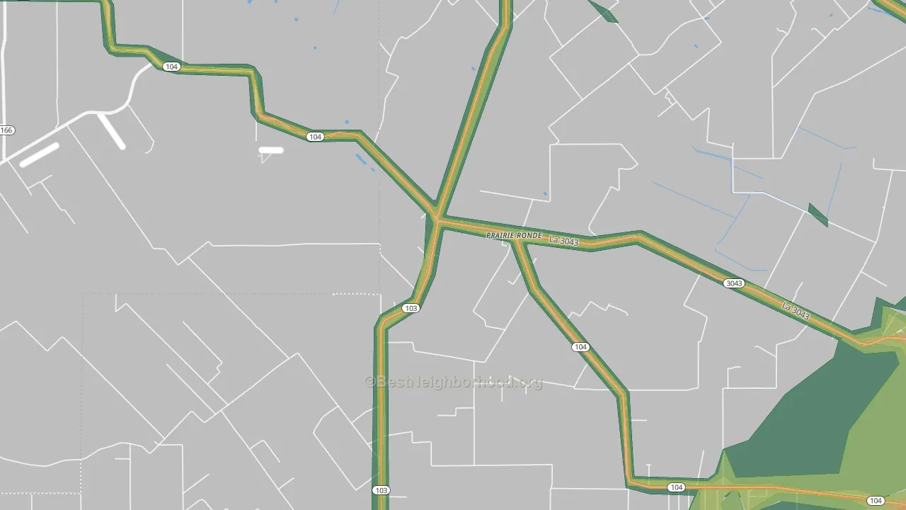 Prairie Ronde, LA Map of Noise Levels in Prairie Ronde