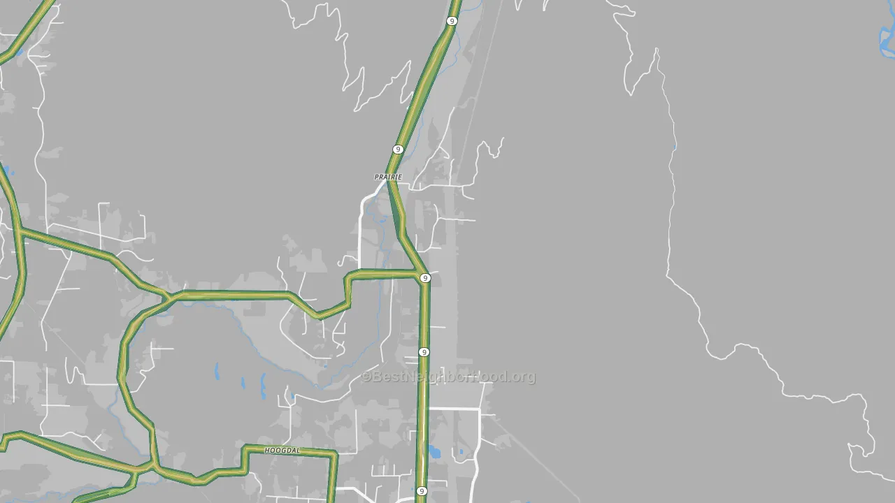 Prairie, WA Map of Noise Levels in Prairie