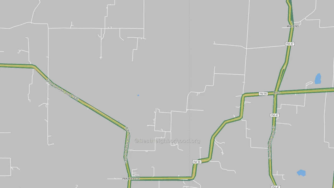 Prairieville, TX Map of Noise Levels in Prairieville