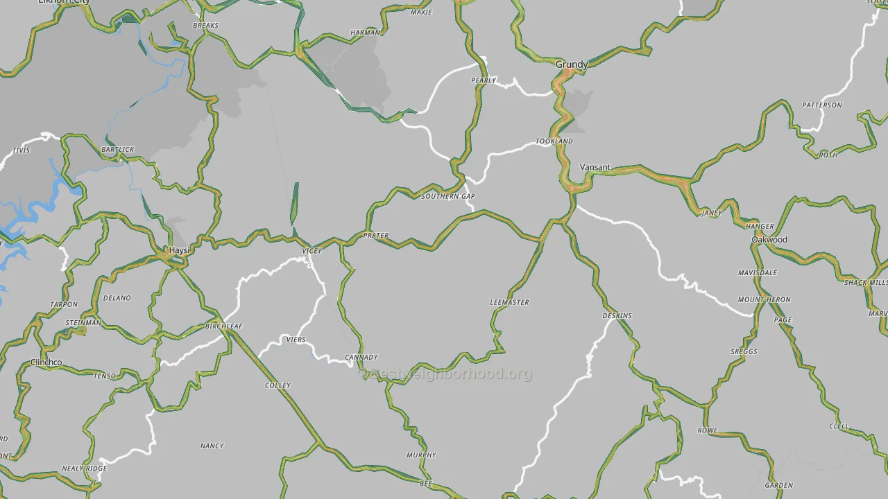 Prater, VA Map of Noise Levels in Prater