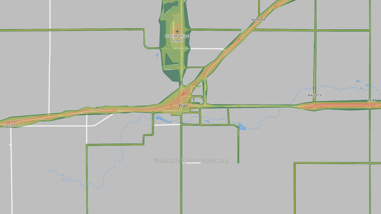 Pratt County, KS Map of Noise Levels in Pratt County