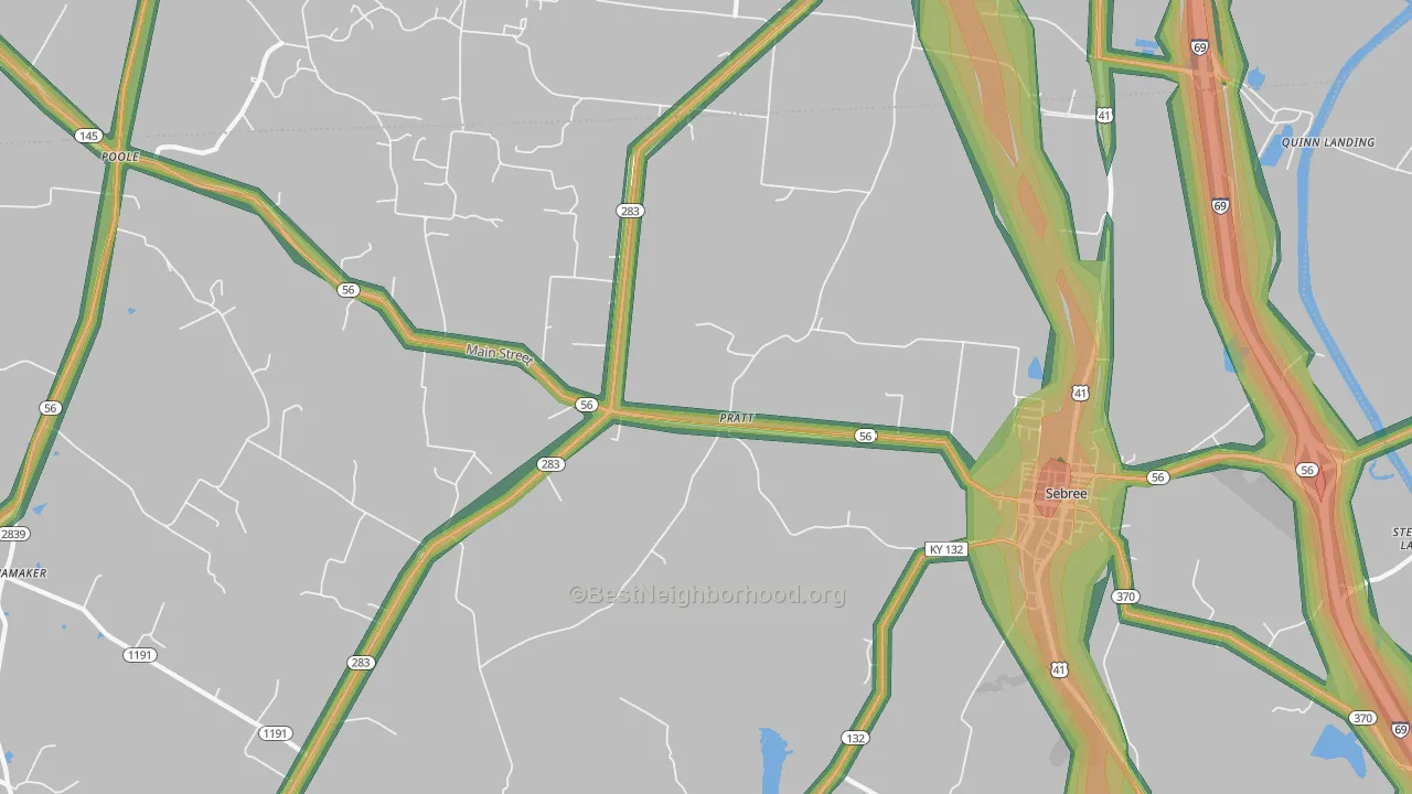 Pratt, KY Map of Noise Levels in Pratt