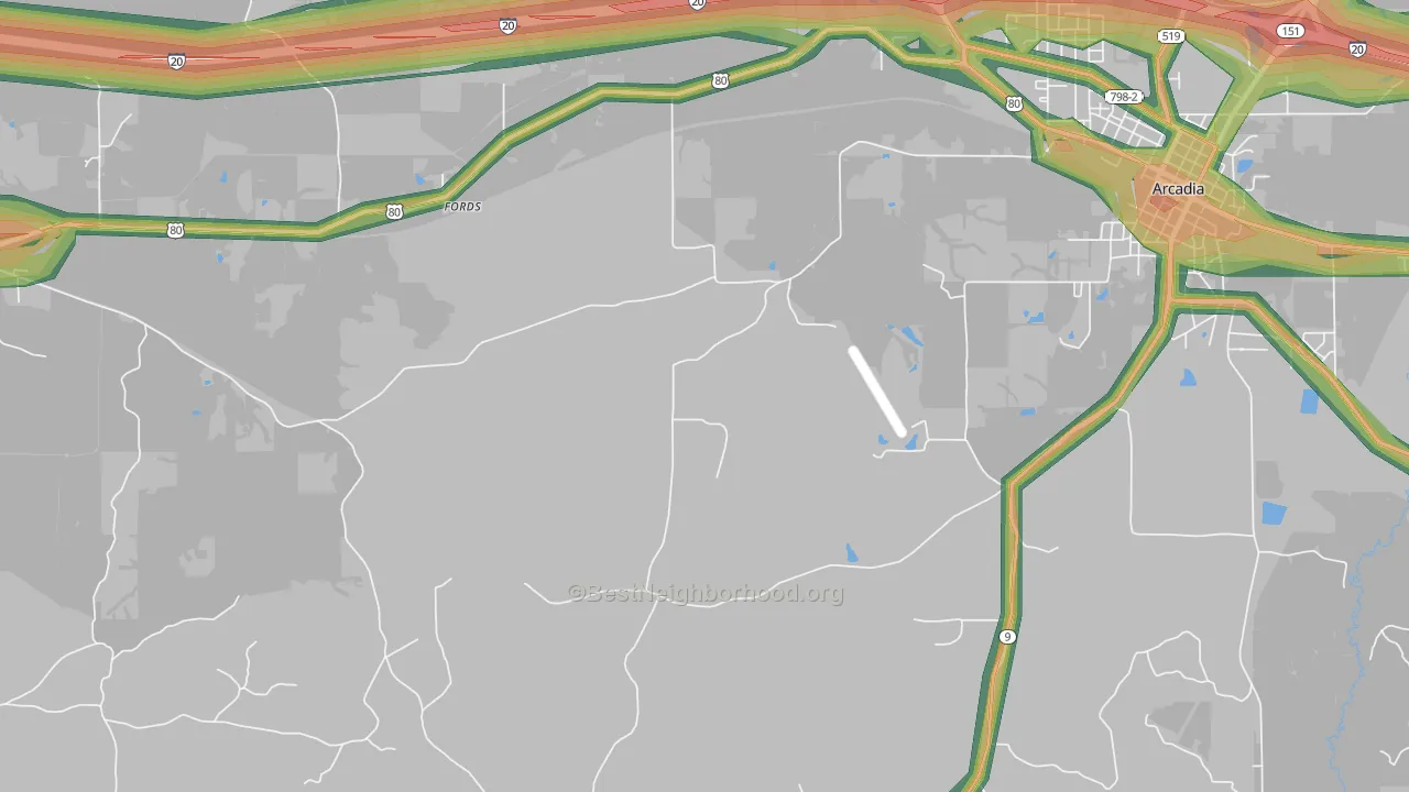 Pratt, LA Map of Noise Levels in Pratt