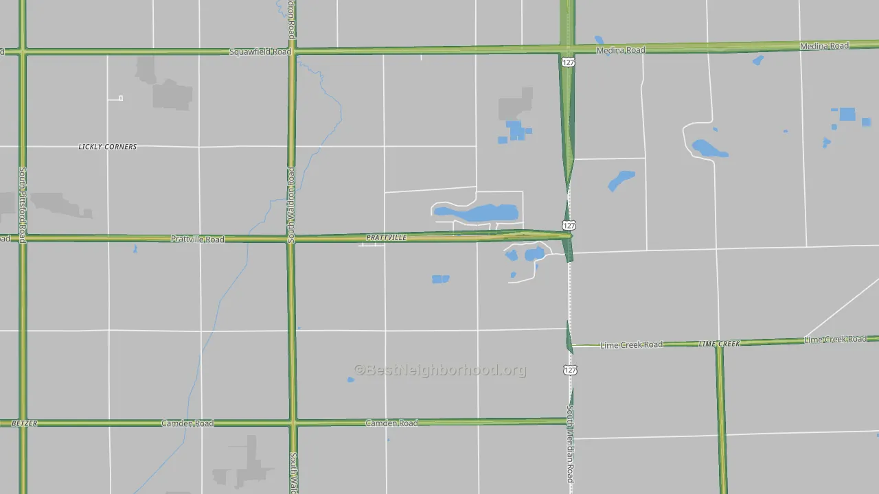 Prattville, MI Map of Noise Levels in Prattville