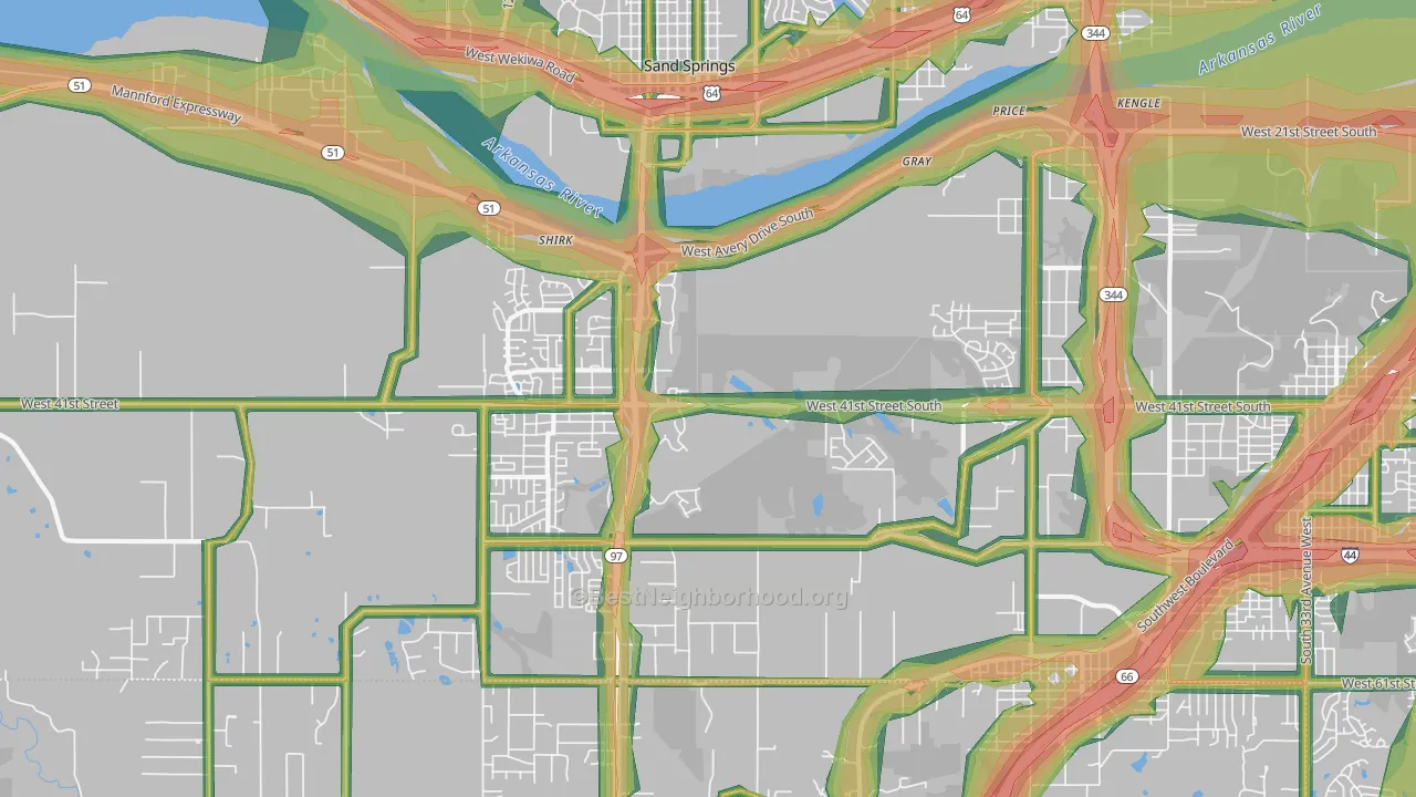 Prattville, OK Map of Noise Levels in Prattville
