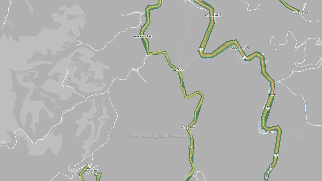 Prenter, WV Map of Noise Levels in Prenter