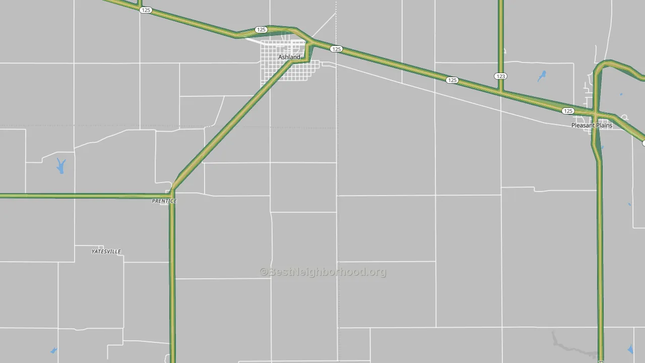 Prentice, IL Map of Noise Levels in Prentice