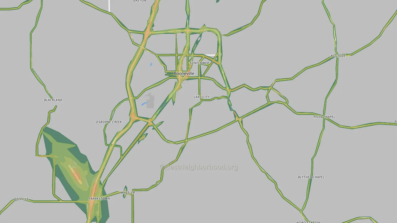Prentiss County, MS Map of Noise Levels in Prentiss County