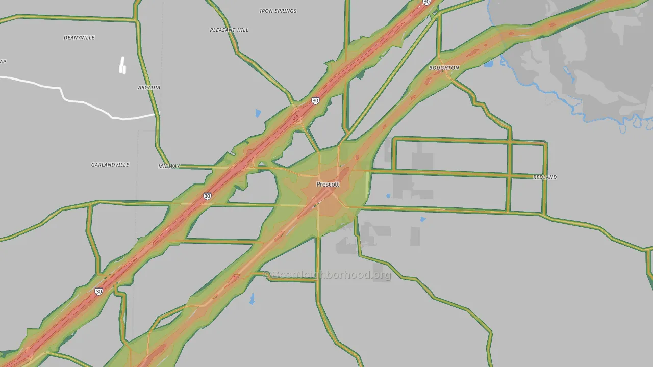 Prescott, AR Map of Noise Levels in Prescott