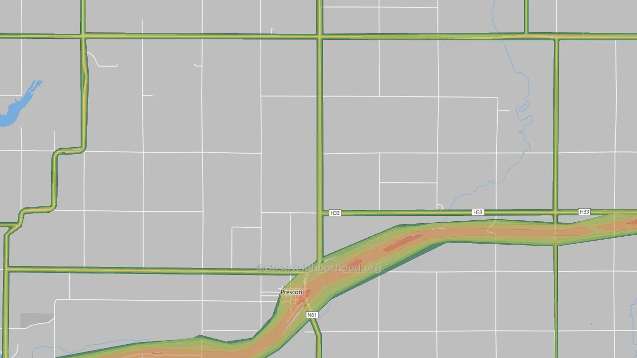 Prescott, IA Map of Noise Levels in Prescott