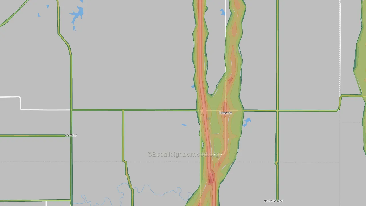 Prescott, KS Map of Noise Levels in Prescott