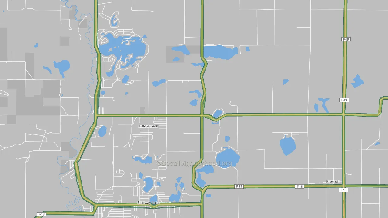 Prescott, MI Map of Noise Levels in Prescott