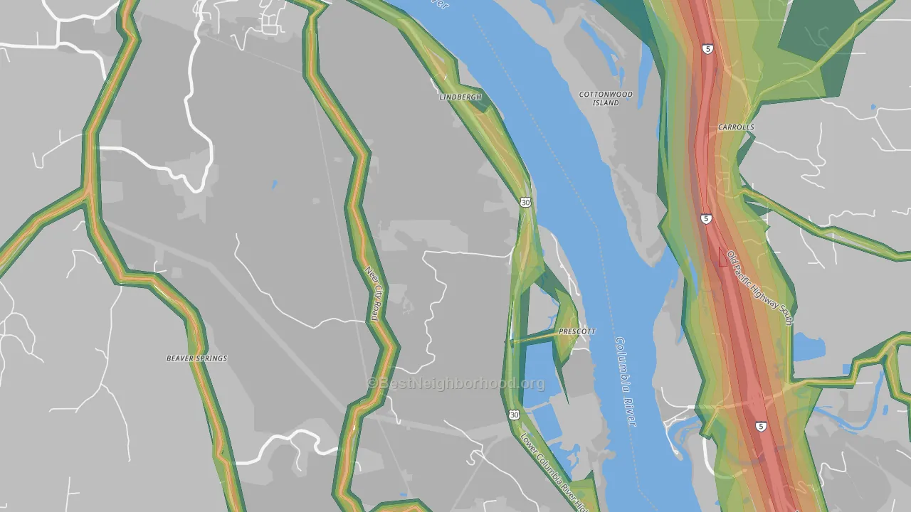 Prescott, OR Map of Noise Levels in Prescott