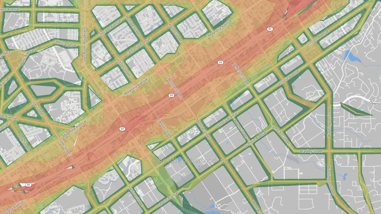 Presidential Park, Riverside, CA Map of Noise Levels in Presidential Park