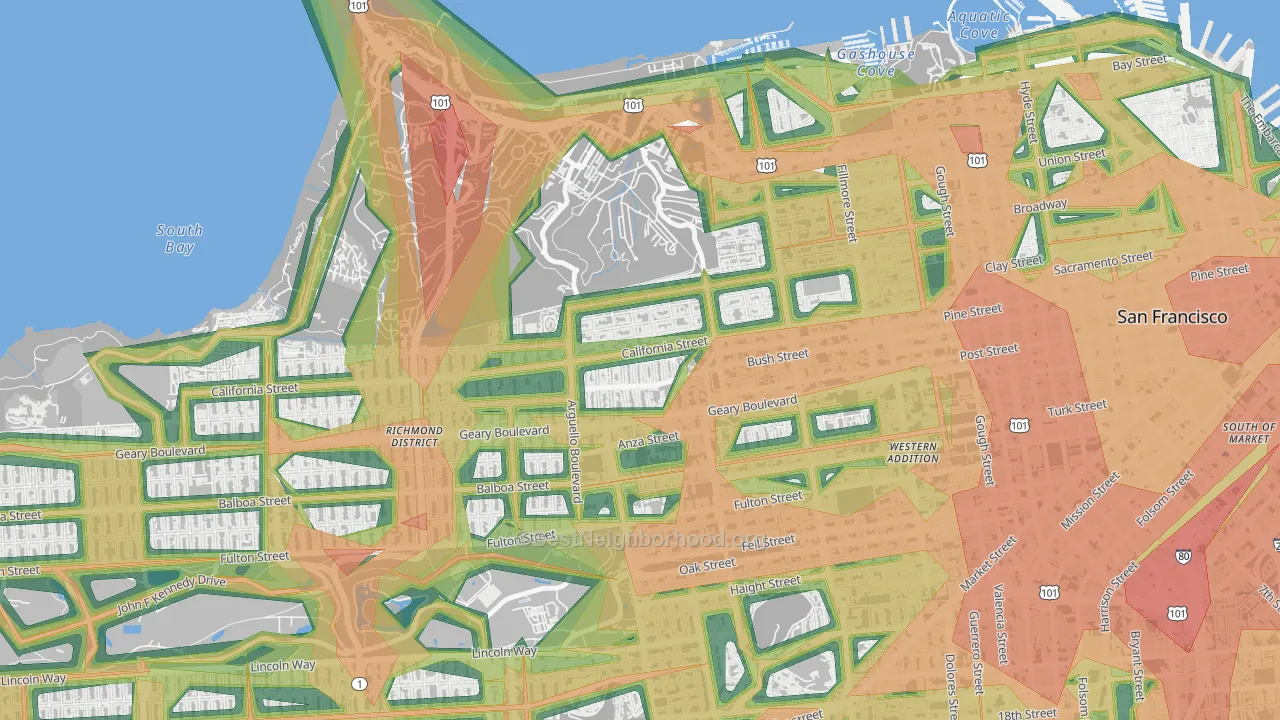 Presidio Heights, San Francisco, CA Map of Noise Levels in Presidio Heights