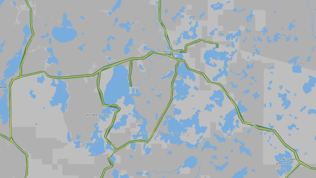Presque Isle, WI Map of Noise Levels in Presque Isle