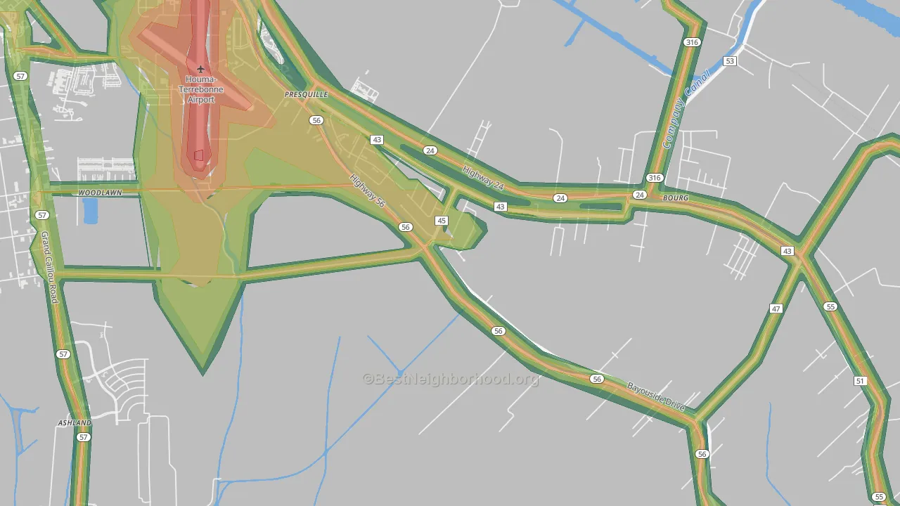 Presquille, LA Map of Noise Levels in Presquille