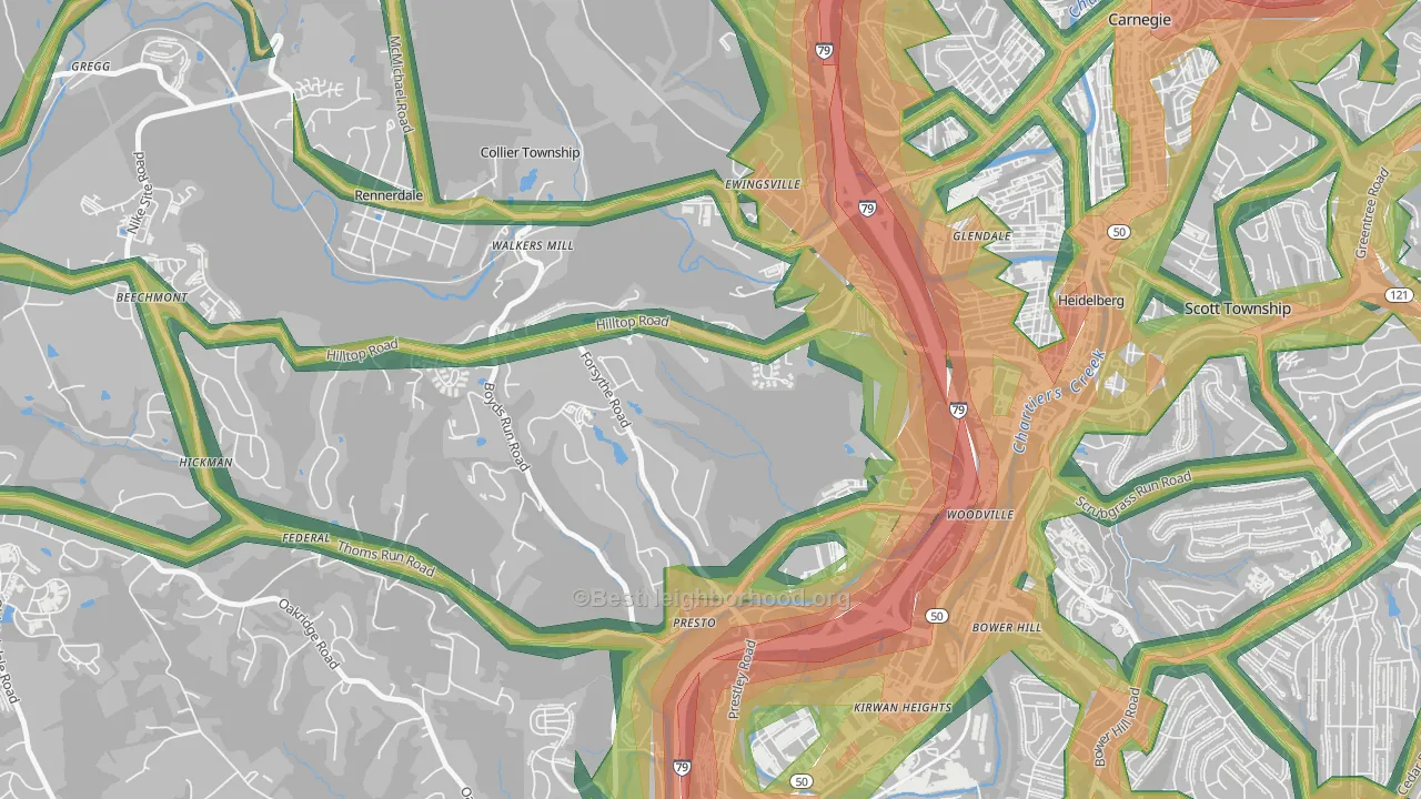 Presto, PA Map of Noise Levels in Presto