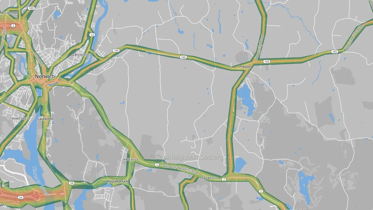 Preston, CT Map of Noise Levels in Preston