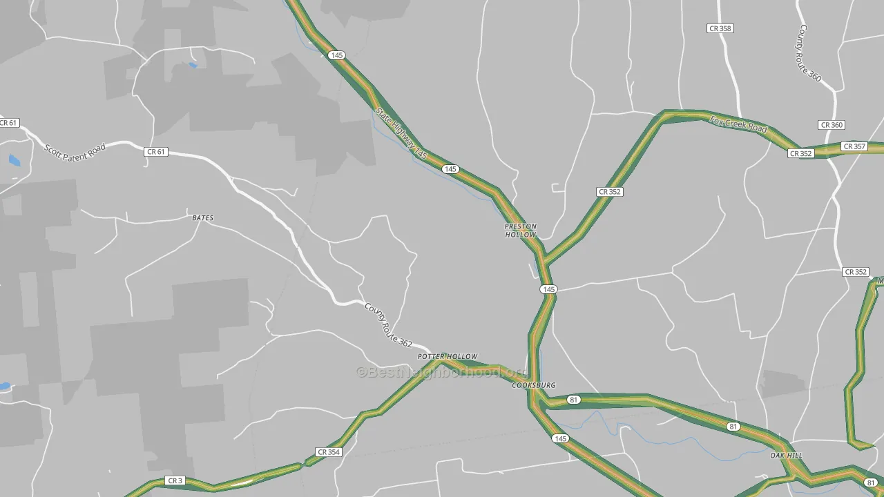 Preston Hollow, NY Map of Noise Levels in Preston Hollow
