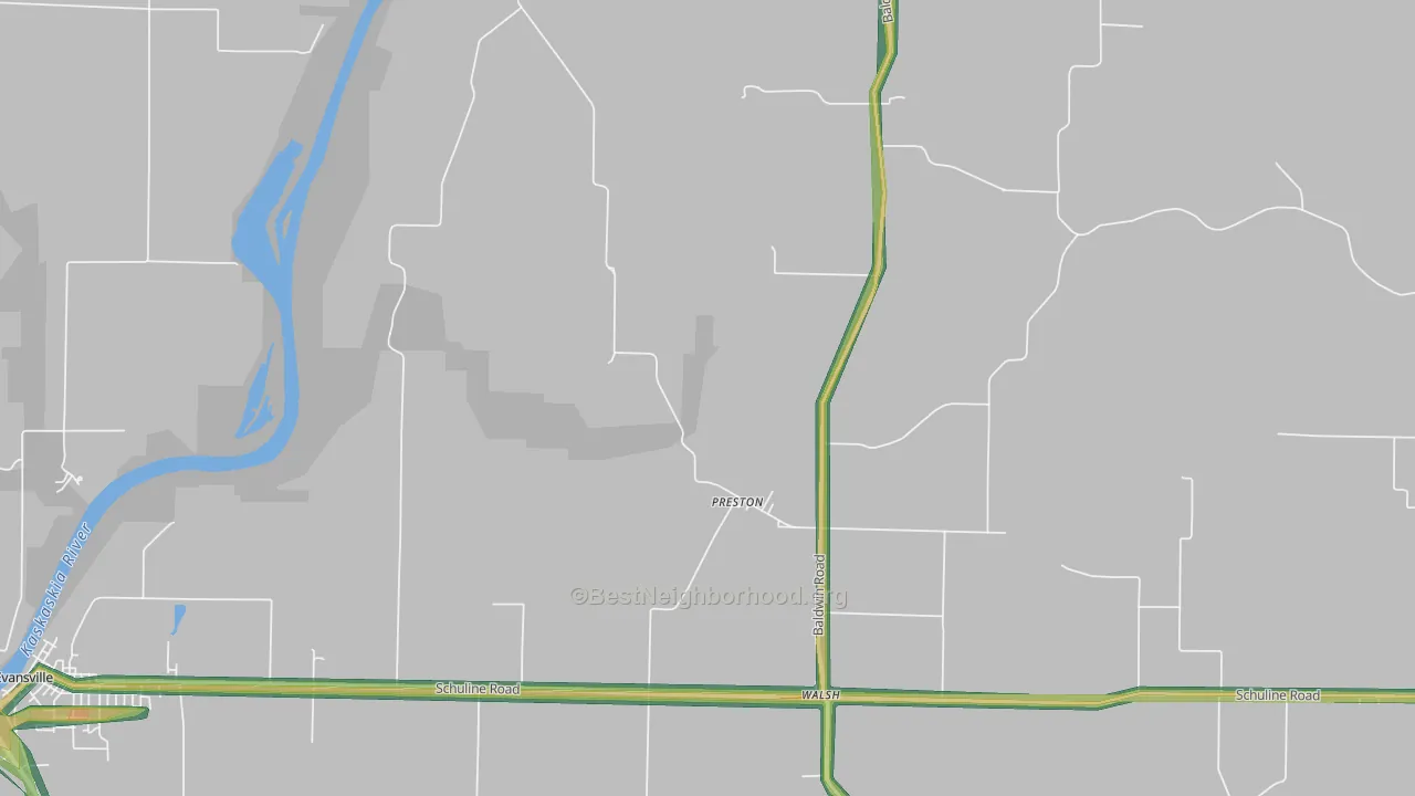 Preston, IL Map of Noise Levels in Preston