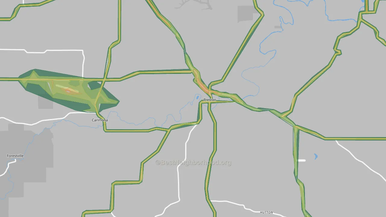 Preston, MN Map of Noise Levels in Preston