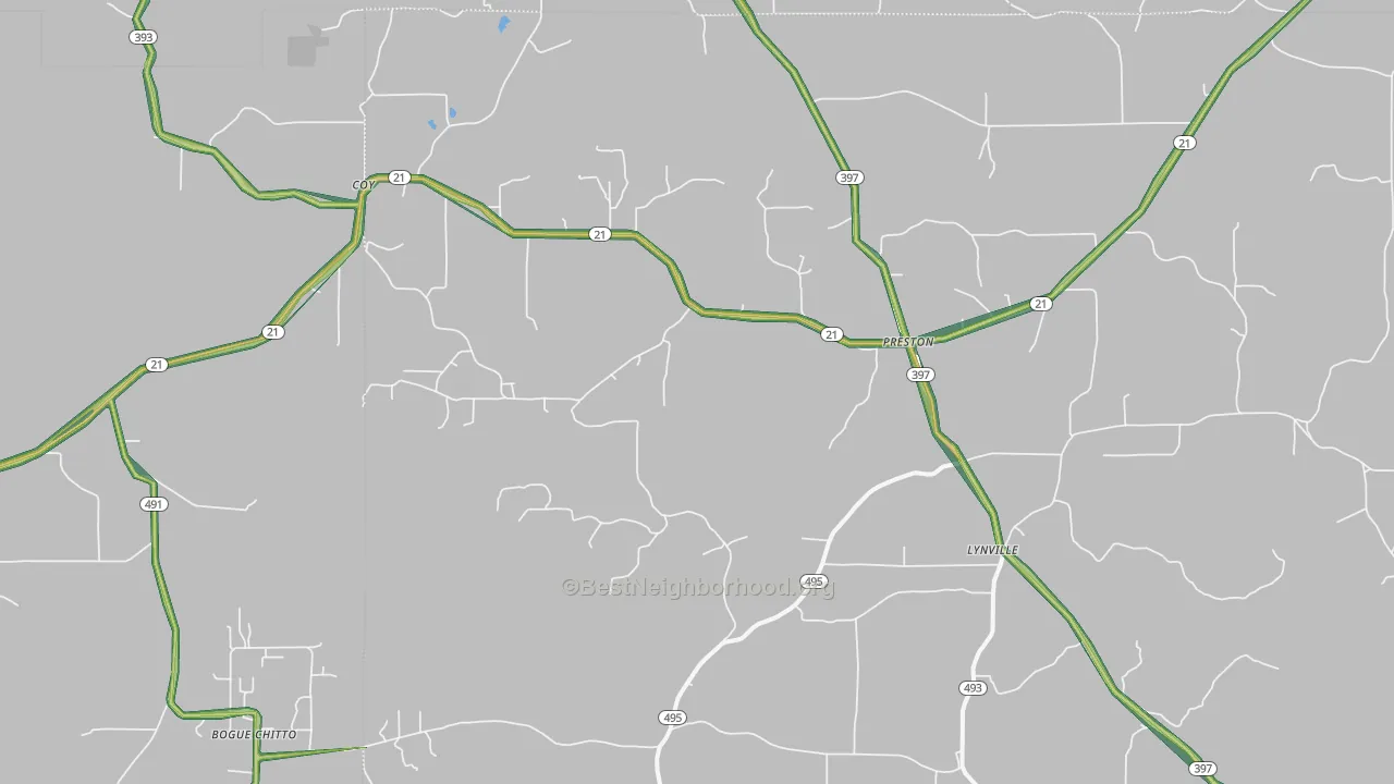 Preston, MS Map of Noise Levels in Preston