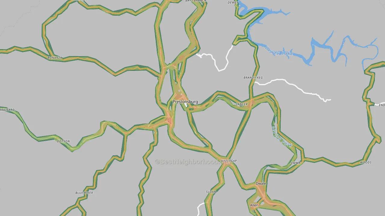 Prestonsburg, KY Map of Noise Levels in Prestonsburg