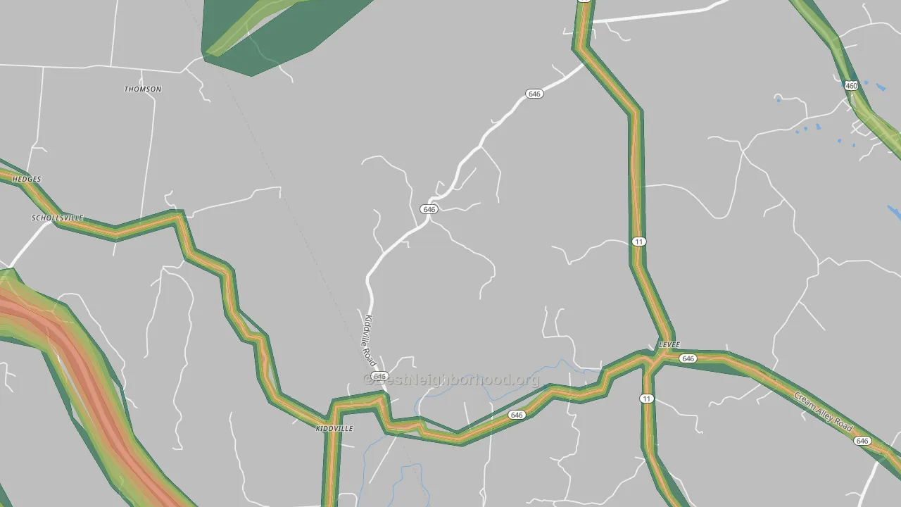 Prewitt, KY Map of Noise Levels in Prewitt