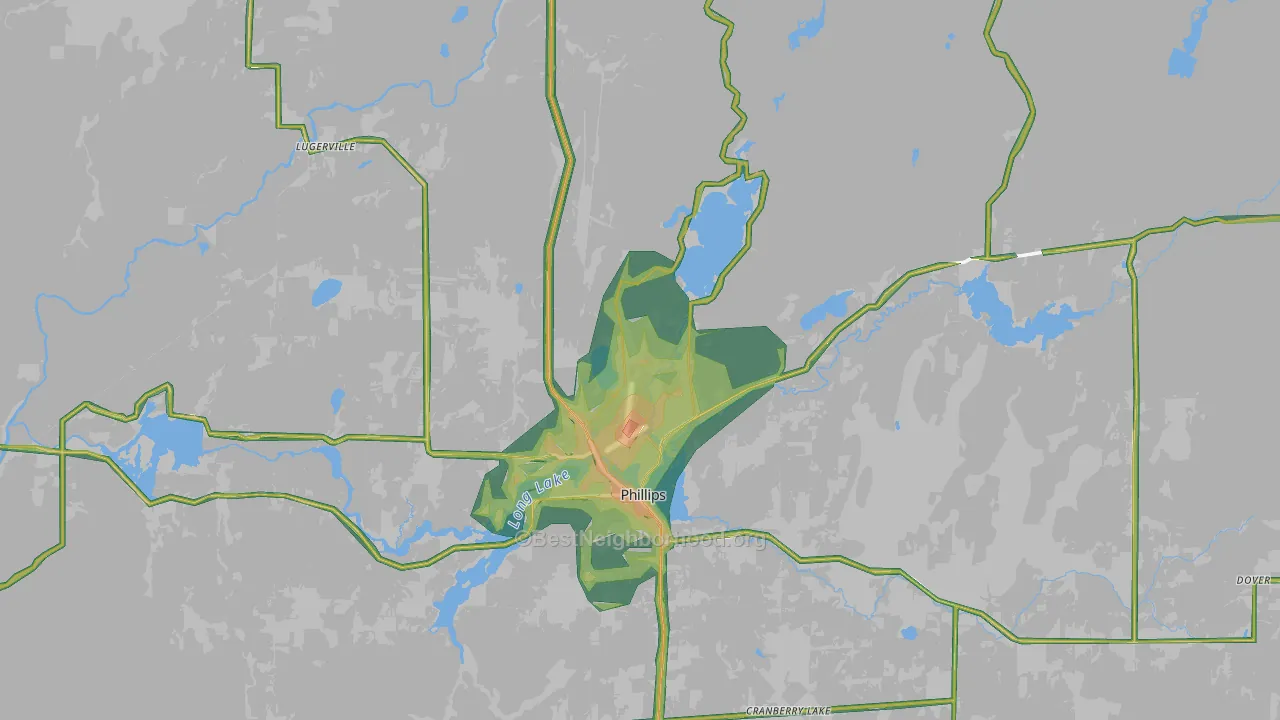 Price County, WI Map of Noise Levels in Price County