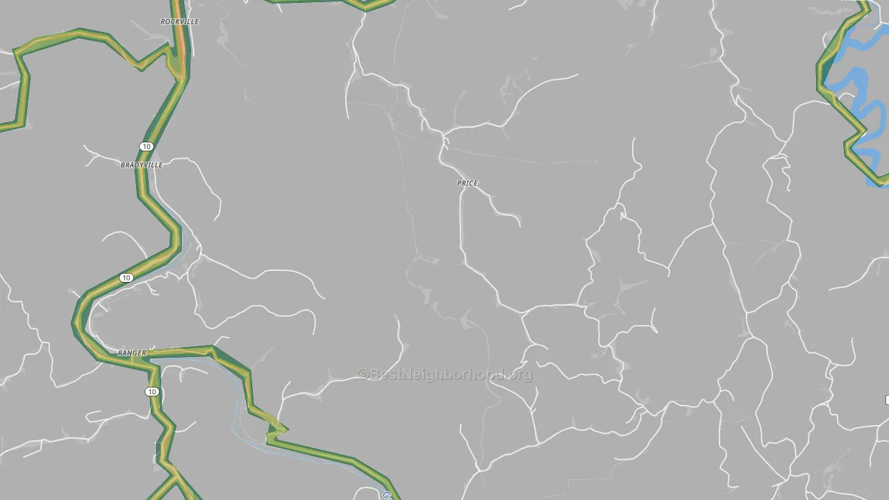 Price, WV Map of Noise Levels in Price
