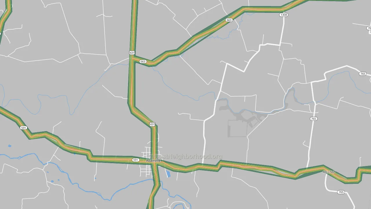 Prices Mill, KY Map of Noise Levels in Prices Mill