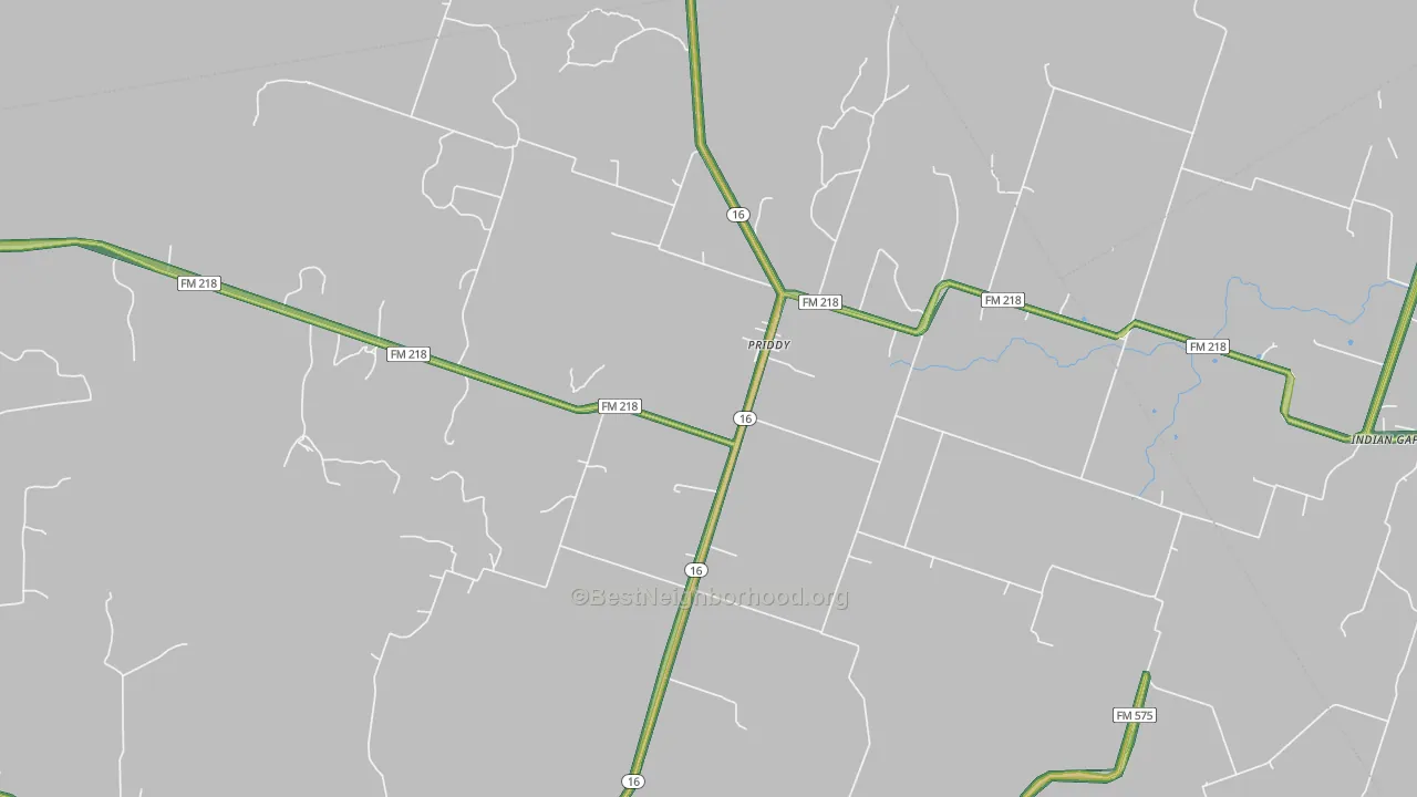 Priddy, TX Map of Noise Levels in Priddy