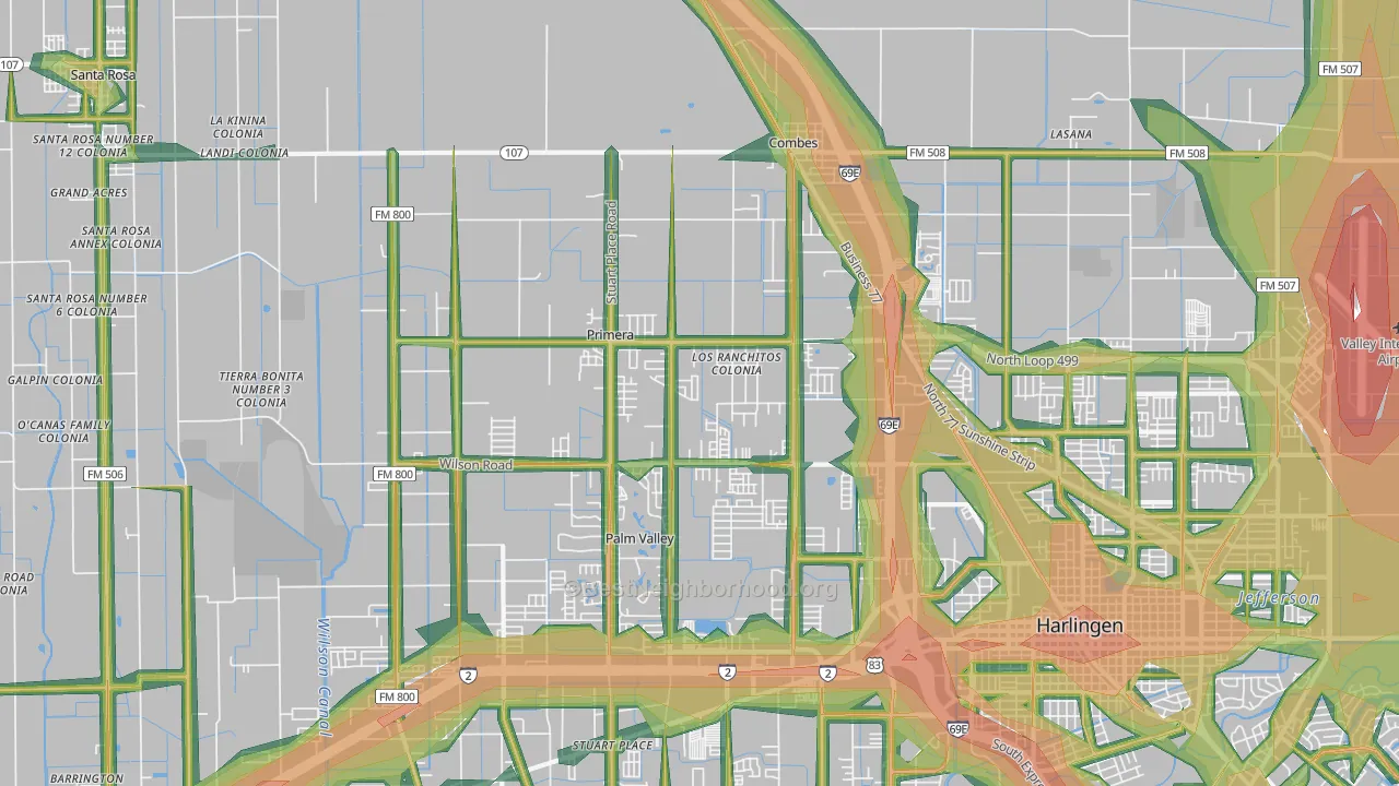 Primera, TX Map of Noise Levels in Primera