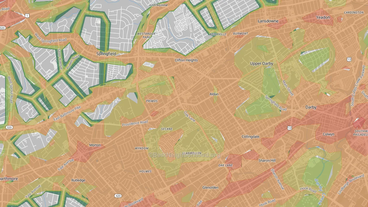 Primos, PA Map of Noise Levels in Primos
