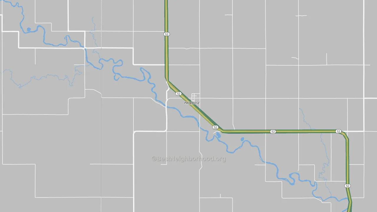 Primrose, NE Map of Noise Levels in Primrose