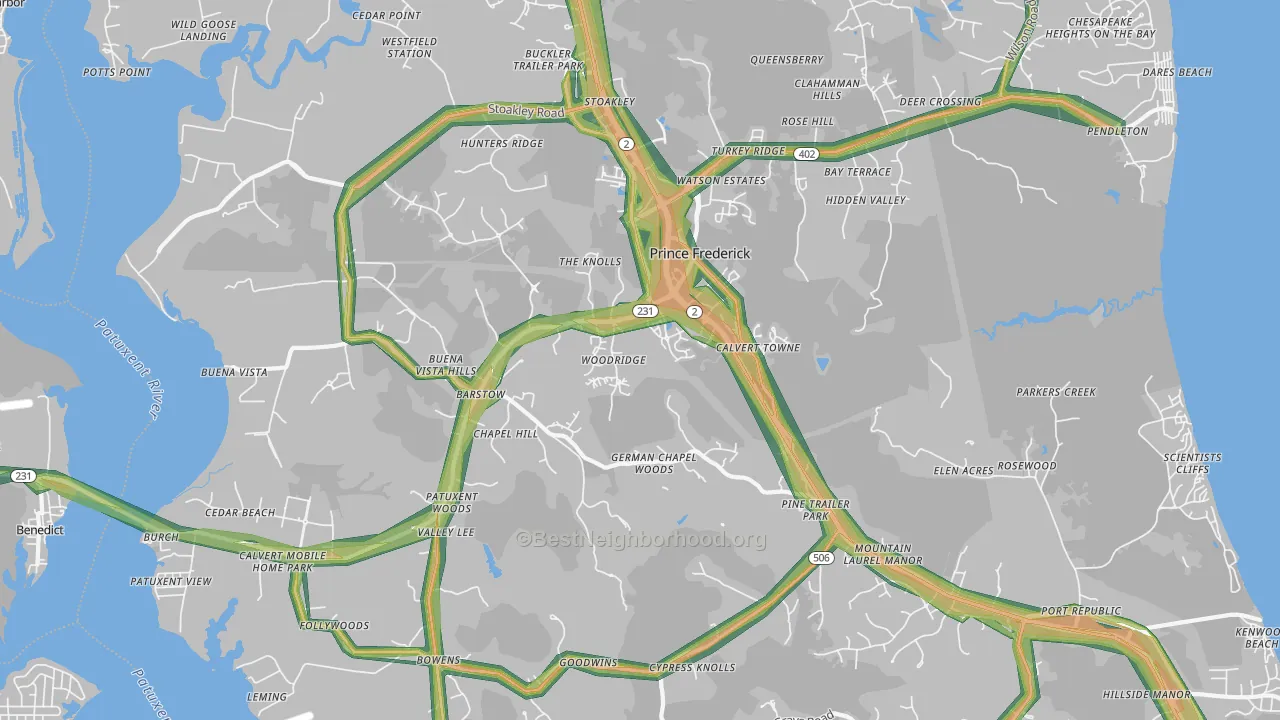 Prince Frederick, MD Map of Noise Levels in Prince Frederick