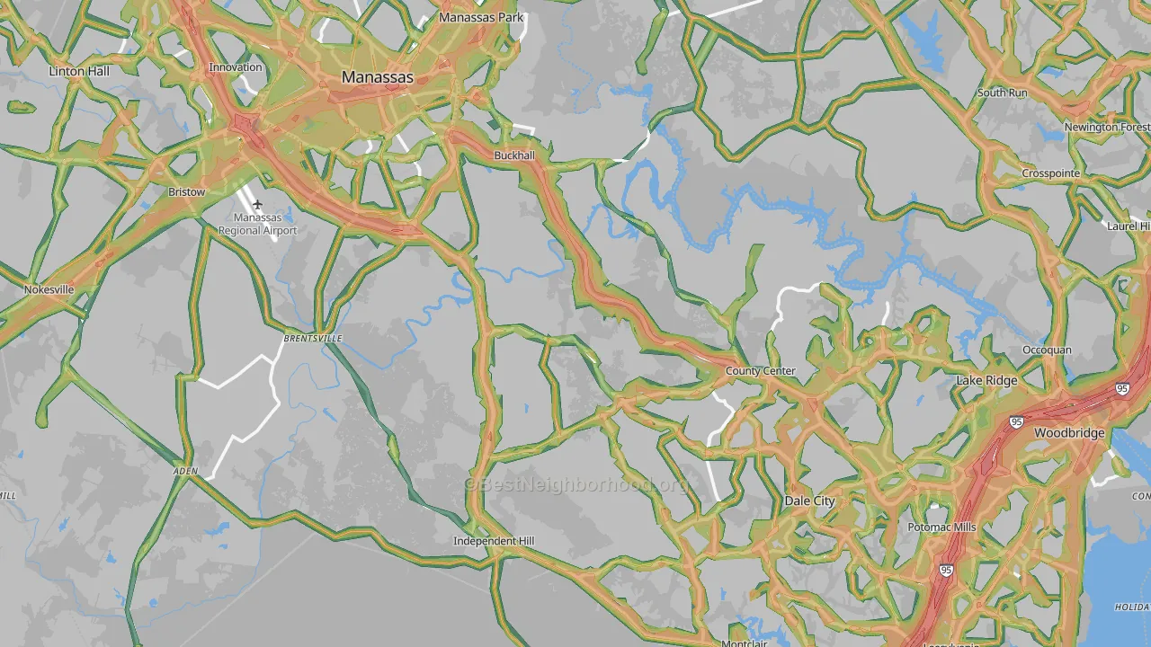 Prince William County, VA Map of Noise Levels in Prince William County