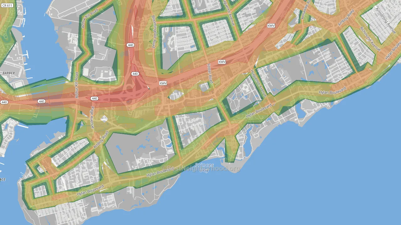 Prince's Bay, Staten Island, NY Map of Noise Levels in Prince's Bay