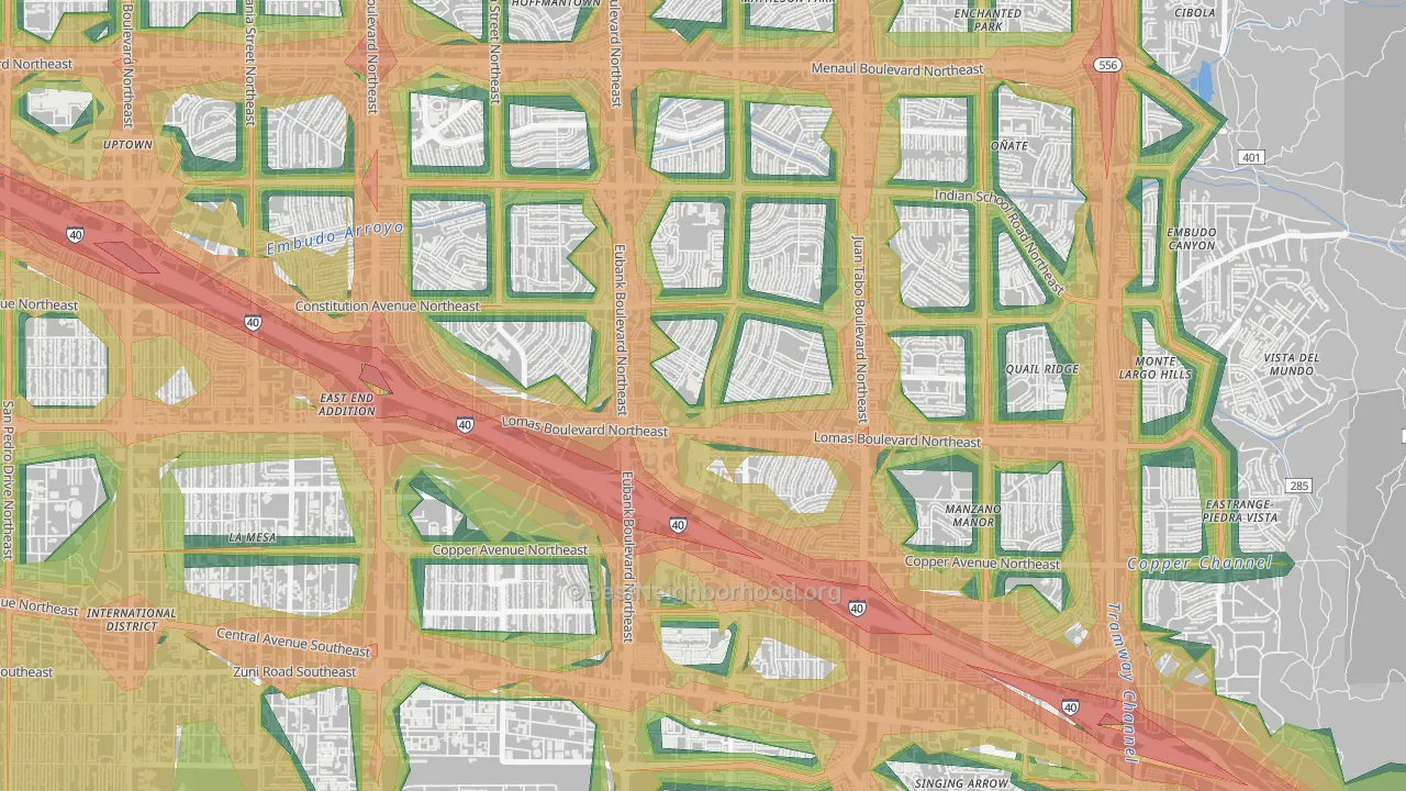 Princess Jeanne, Albuquerque, NM Map of Noise Levels in Princess Jeanne