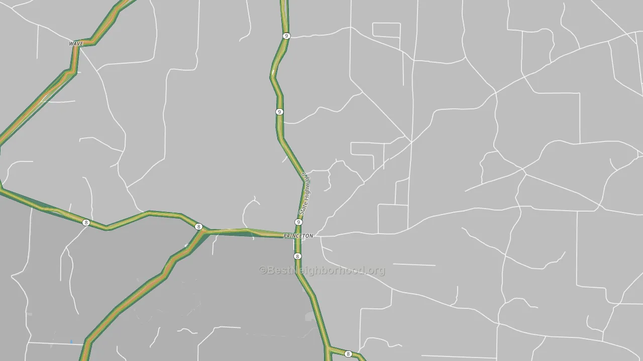Princeton, AR Map of Noise Levels in Princeton