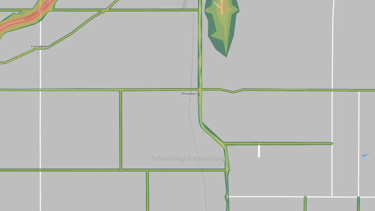 Princeton, KS Map of Noise Levels in Princeton