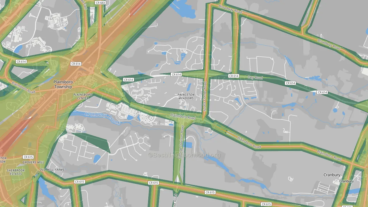 Princeton Meadows, NJ Map of Noise Levels in Princeton Meadows