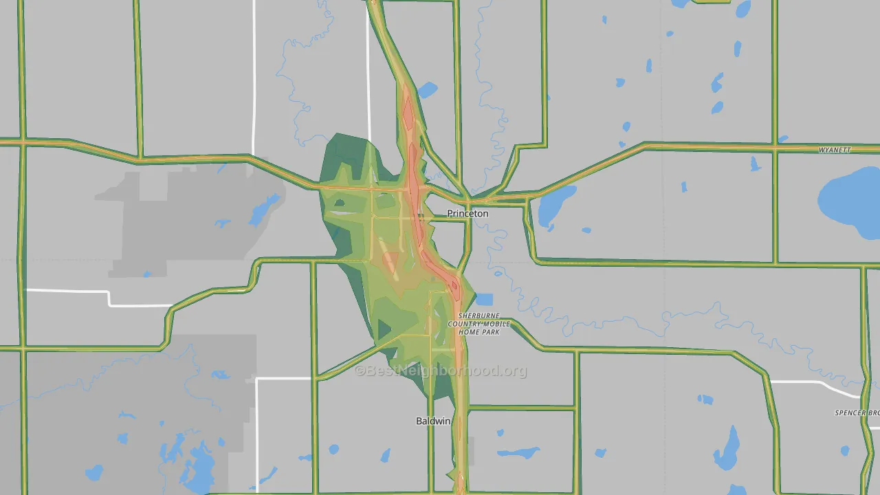 Princeton, MN Map of Noise Levels in Princeton