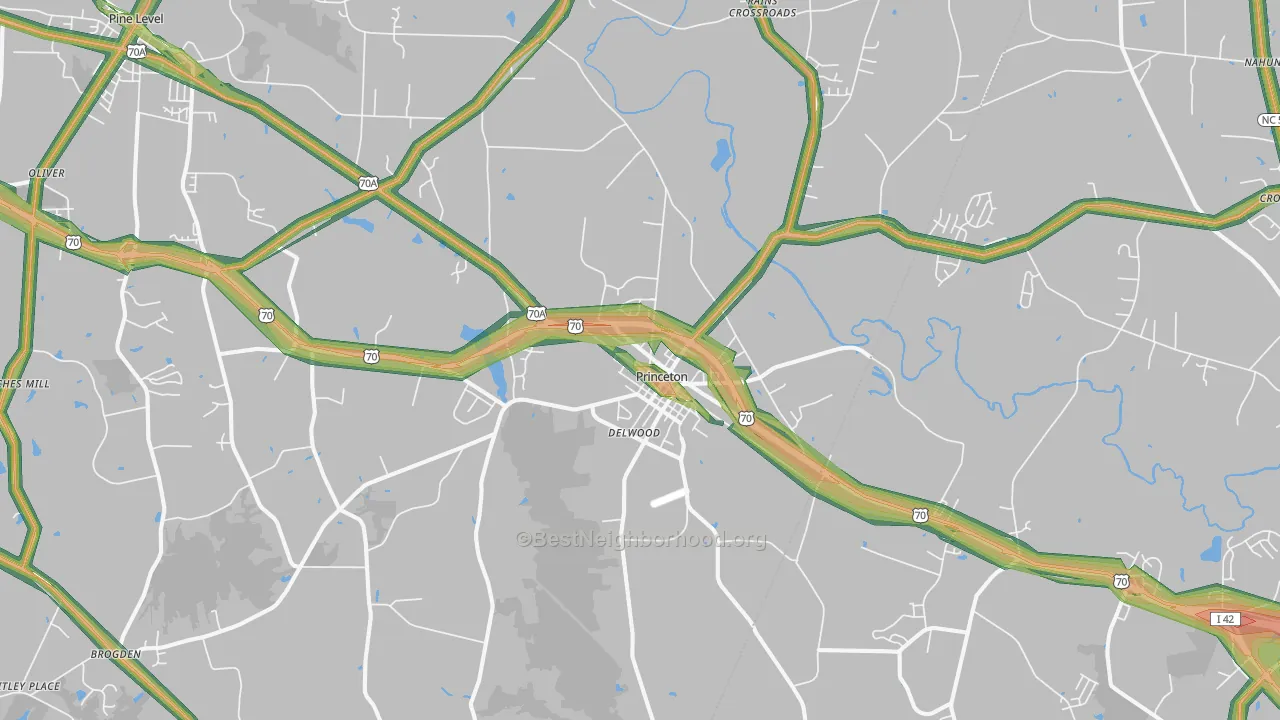 Princeton, NC Map of Noise Levels in Princeton