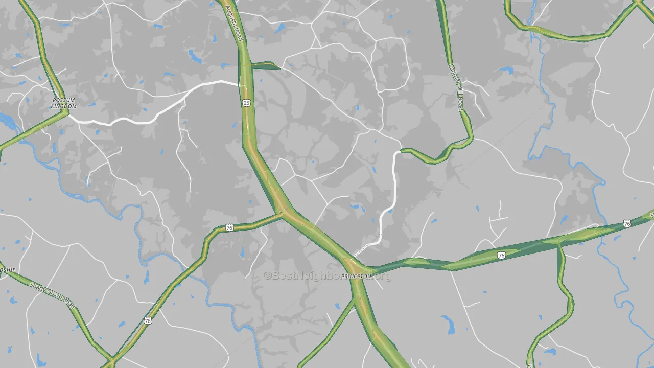 Princeton, SC Map of Noise Levels in Princeton